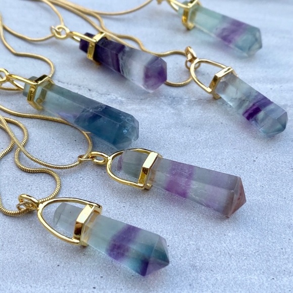 ❗️LAST❗️Raw Fluorite Crystal Point Necklace - Picture 3 of 9